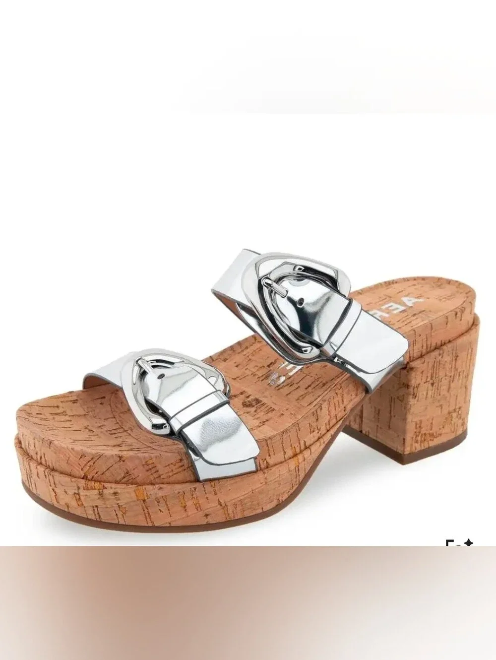 Aerosoles “Chance” Silver Mirror Metallic Platform Sandals – Women’s 9M – NIB